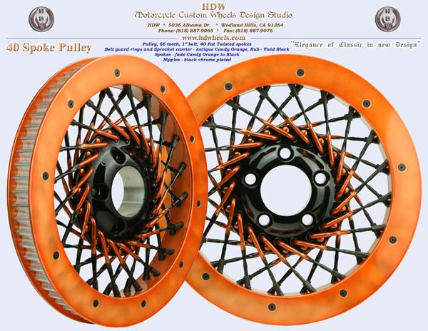 40 spoke pulley Candy orange and black fade