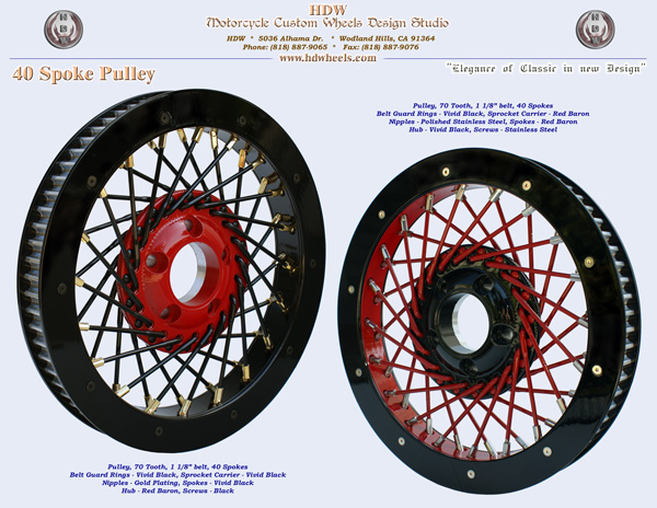 40 spoke pulley red and black
