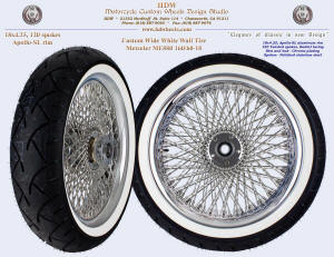 18x4.25, Apollo-SL, Twisted spokes, Chrome, Custom 160//60-18 white wall Metzeler tire