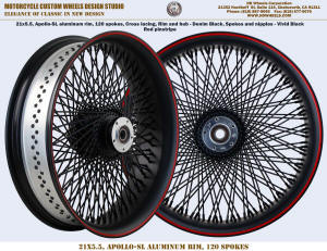 21x5.5 120 spokes front wheel Harley front black