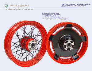 16x3.0 and 16x3.0, Harley wheels, Fat spokes, Red Baron, Vivid Black