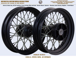 16x3.5 40 fat spoke wheel Indian Scout black and Alumina Jade Smoke