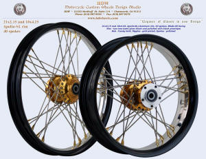 21x2.15 and 18x4.25, Apollo-SL, Blade-48, Two tore rim Semi Gloss Black and polished, Candy Gold