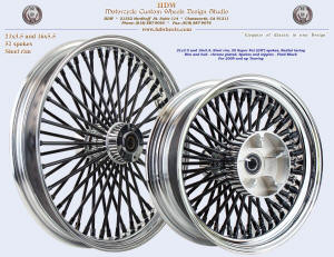 21x3.5 and 16x5.5, Steel rim, Super Fat spokes, Chrome, Vivid Black, For 2009 and up Touring