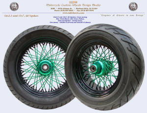 16x3.5 and 15x7.0, Vivid Black, Candy Green, Avon tires