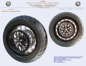 17x6.25, Apollo-SL, S-Cross, Vivid Black, Copper (plated) nipples, Pulley, 200 Dunlop tire