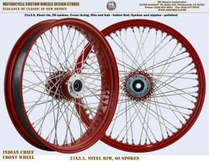 21x3.5 60 spoke wheel Indian Chief red