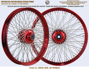 21x2.15 80 spoke wheel Candy Apple Red
