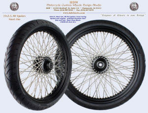 23x3.5, Steel rim, Fat spokes, Semi Gloss Black, 130/60-23 Avon tire