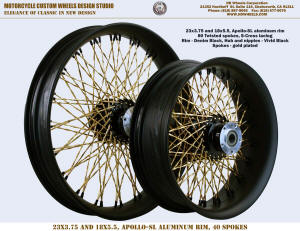 23x3.75 and 18x5.5 80 Twisted S-Cross Black and gold Harley