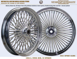 18x3.5 frony wheel for 2021 Sport Glide 52 radial fat spokes chrome