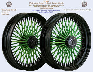 18x3.5, Steel rim, Super Fat spokes, Vivid Black, Radioactive Gree