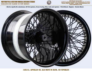 18x13 motorcycle wheel 60 Fat spoke Black to fit 360 tire