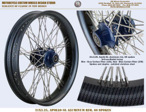 21x3.25 Apollo-SL 60 spokes S-Cross-Radial Blue and Gray Carbon Fiber